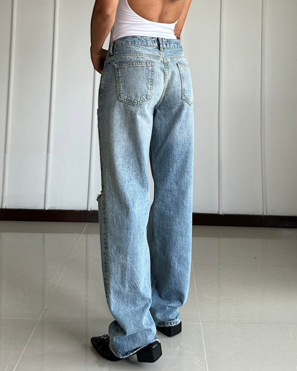 Jean Zara Wide Leg Tiro Medio – Talla 38-40 (Etiqueta EUR 38)