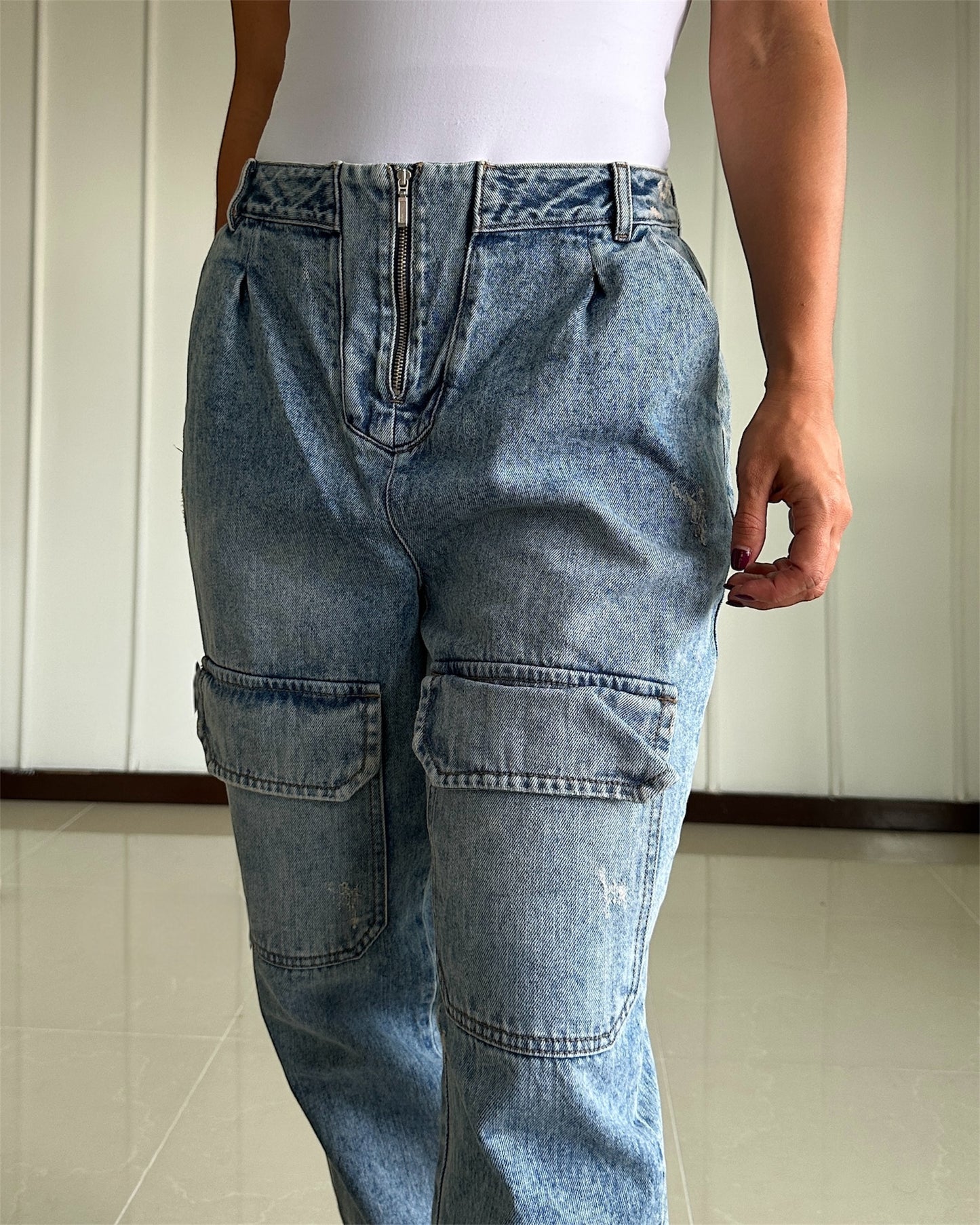 Jean Palee Baggy Tiro Medio - Talla L