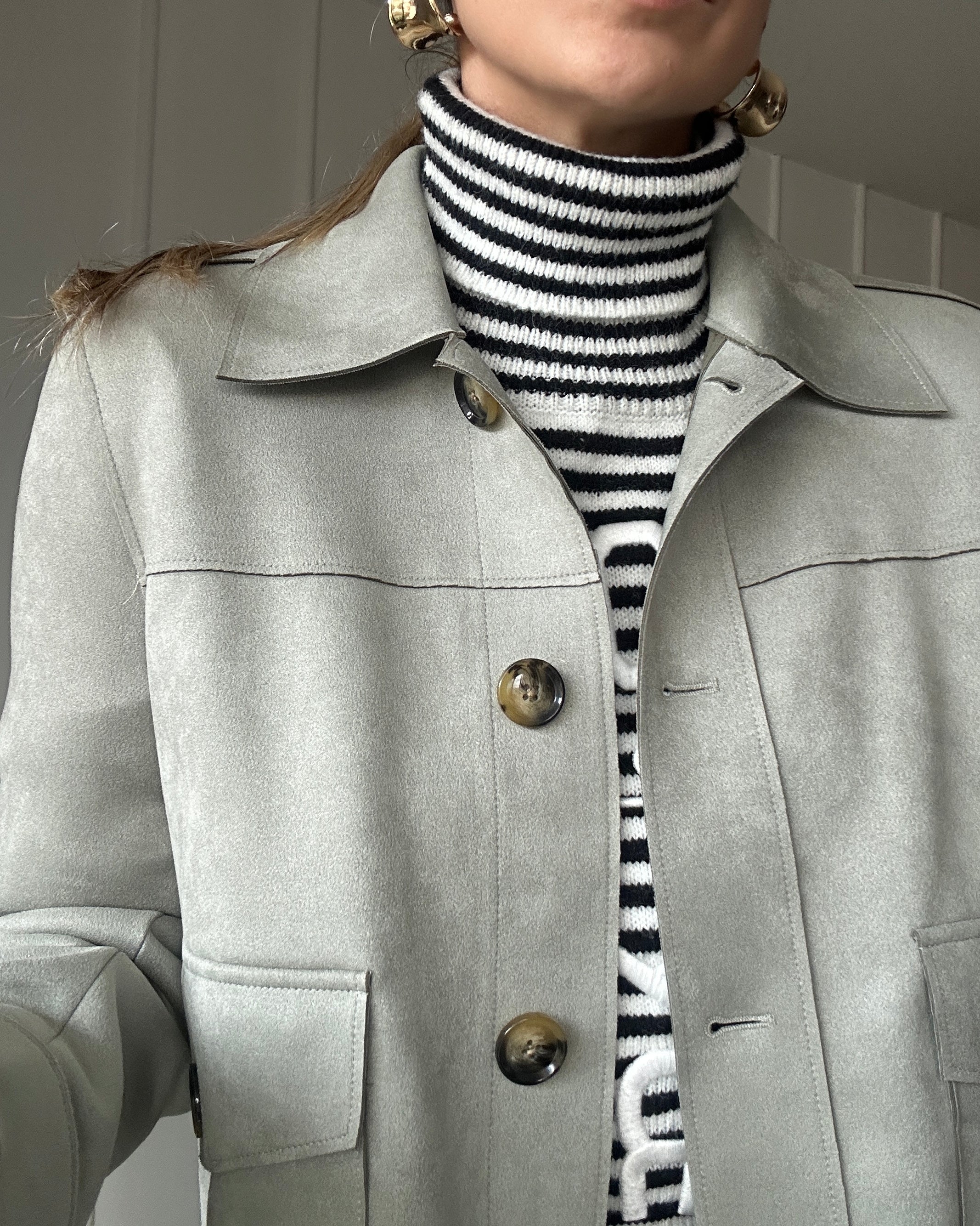 Chaqueta Gamuza Botones Verde - Talla M