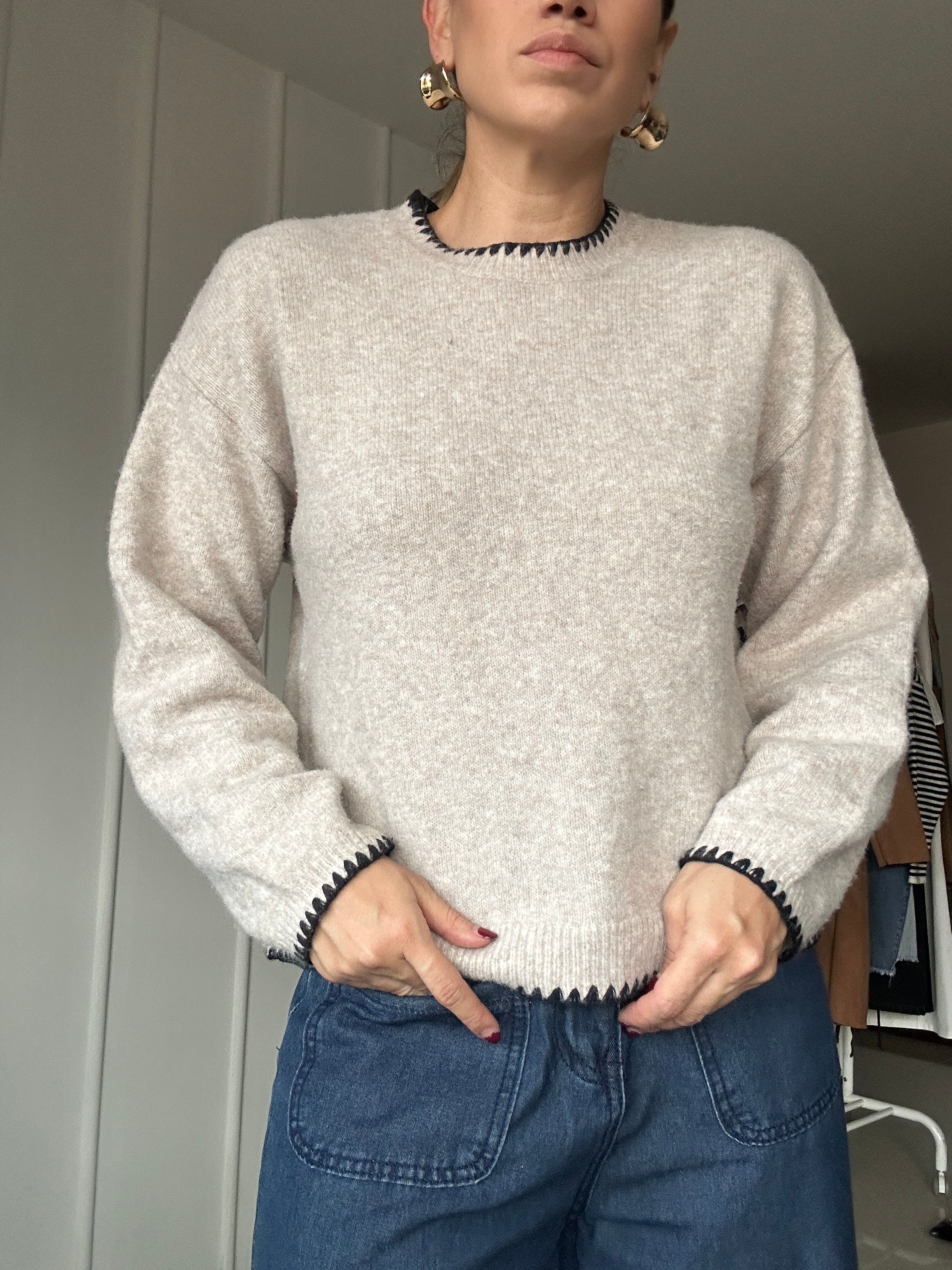 Buzo de Punto Costuras Azules - MNG - Talla M