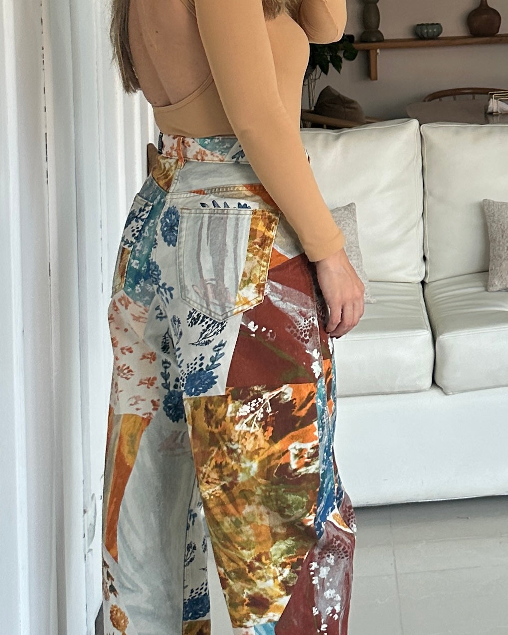 Bimba y Lola - Barrel Flowers Patchwork Jeans - Talla 8