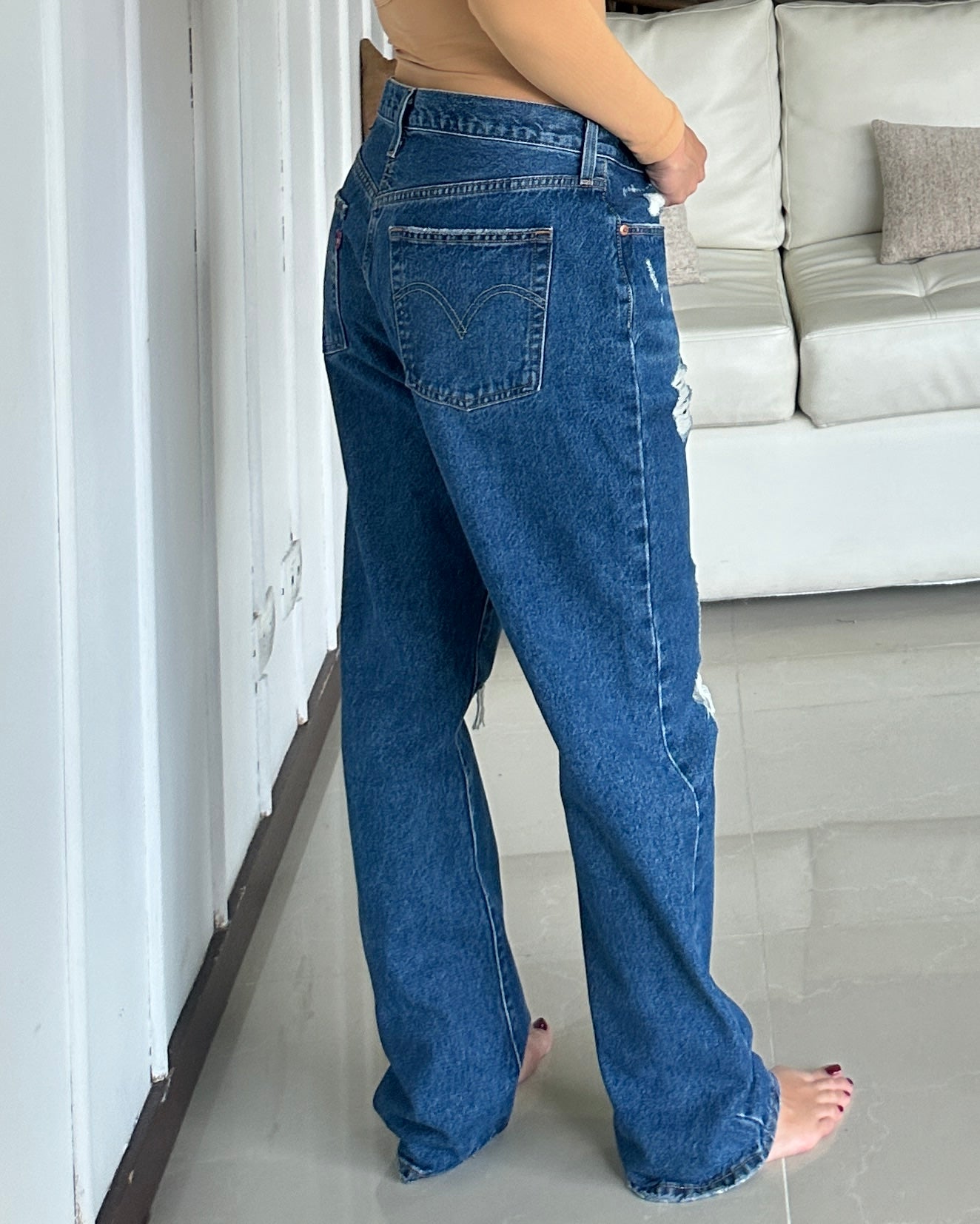 Levis - 501 Original Straight - Denim Distressed - Talla 33