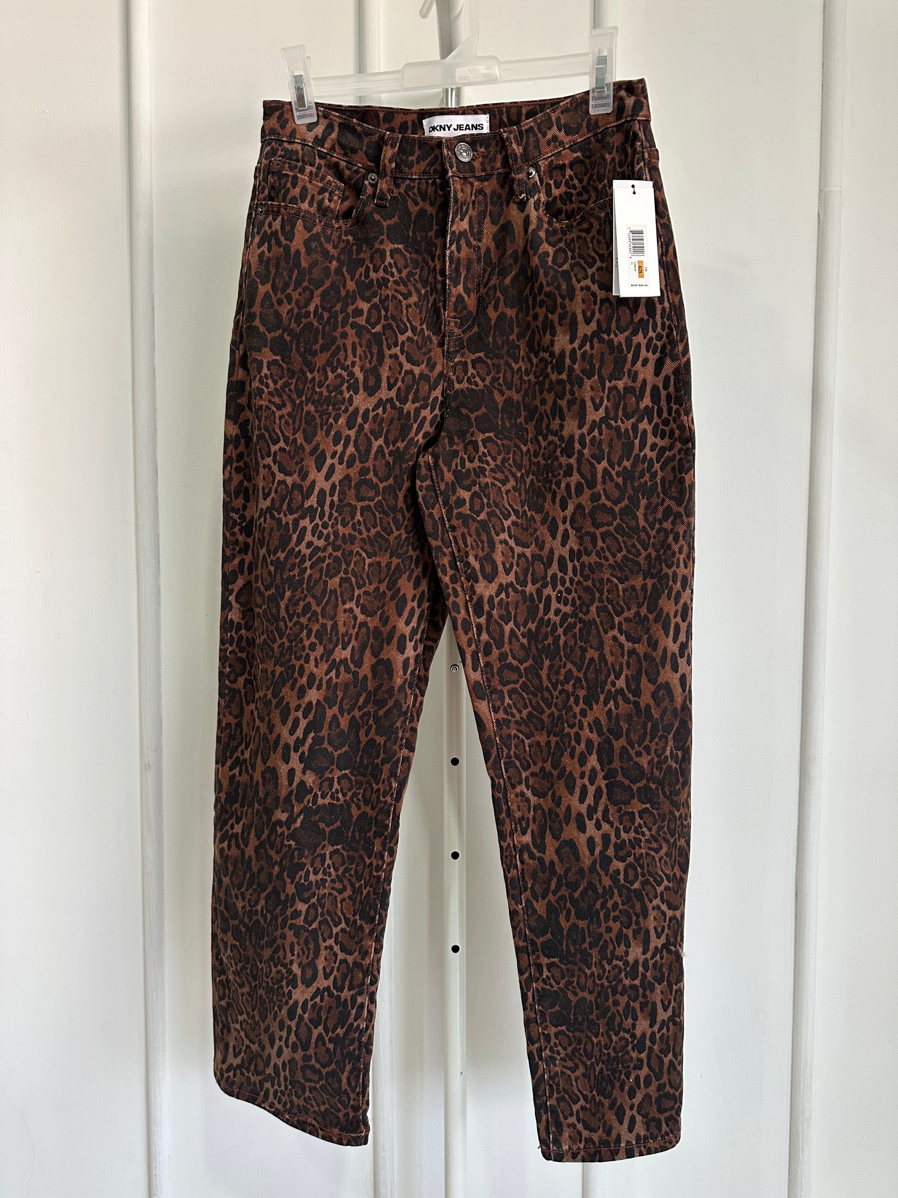 DKNY Jeans - Straight Leg Animal Print - Leopardo