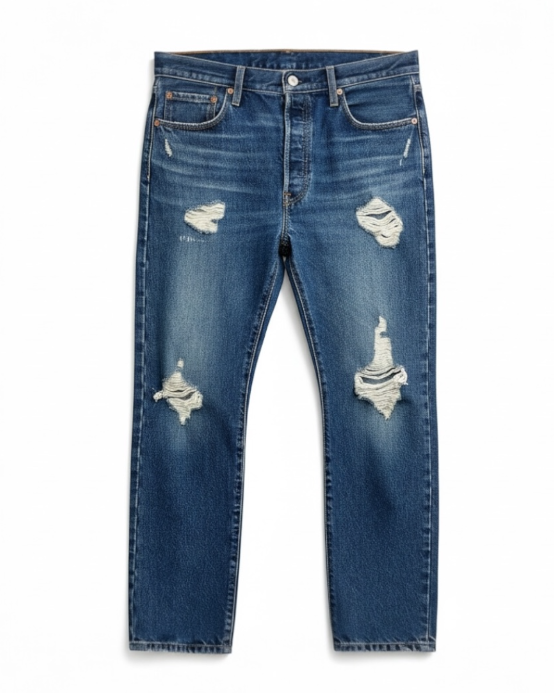 Levis - 501 Original Straight - Denim Distressed - Talla 33