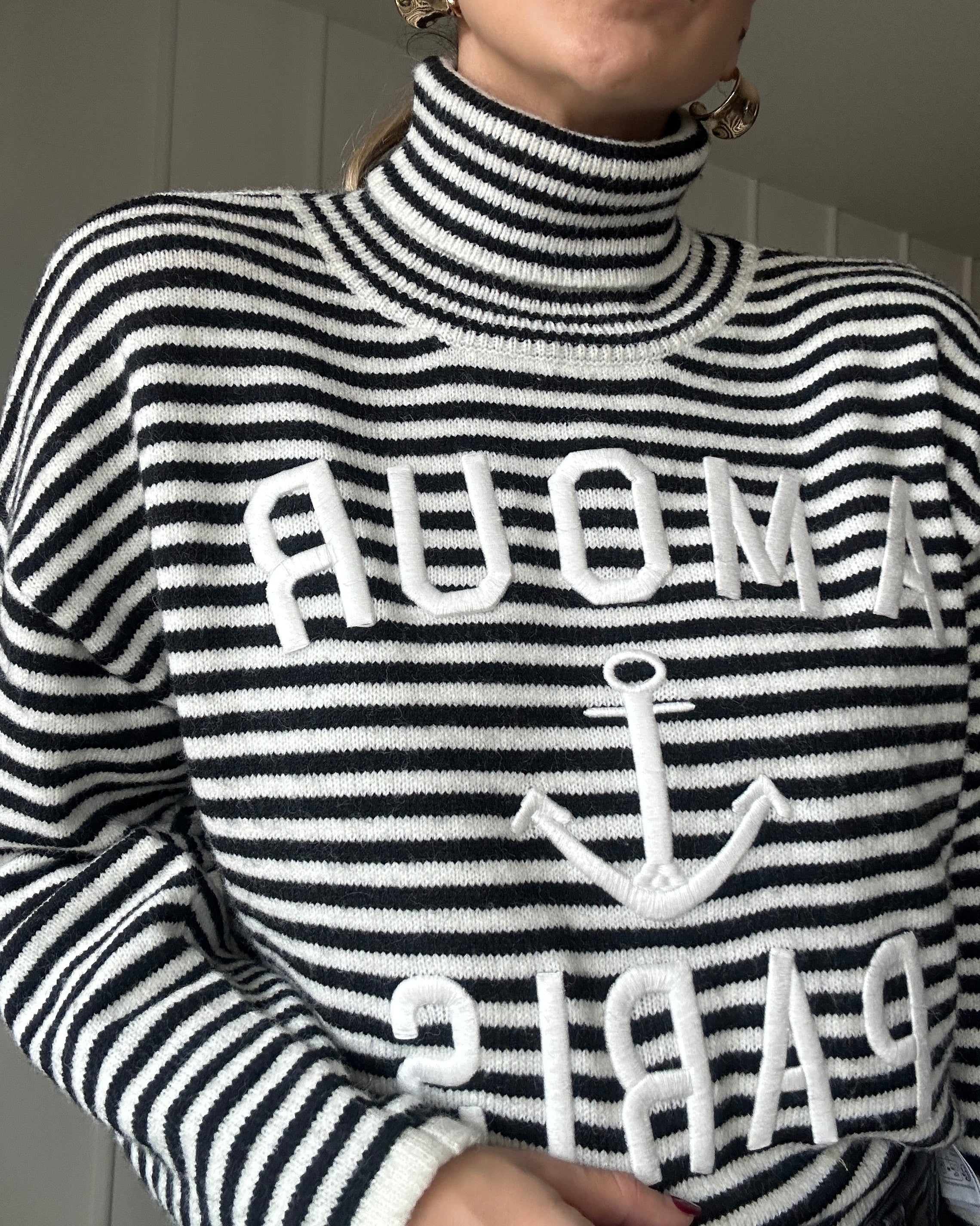 Buzo Tejido Rayas con Bordado Paris - Talla Única