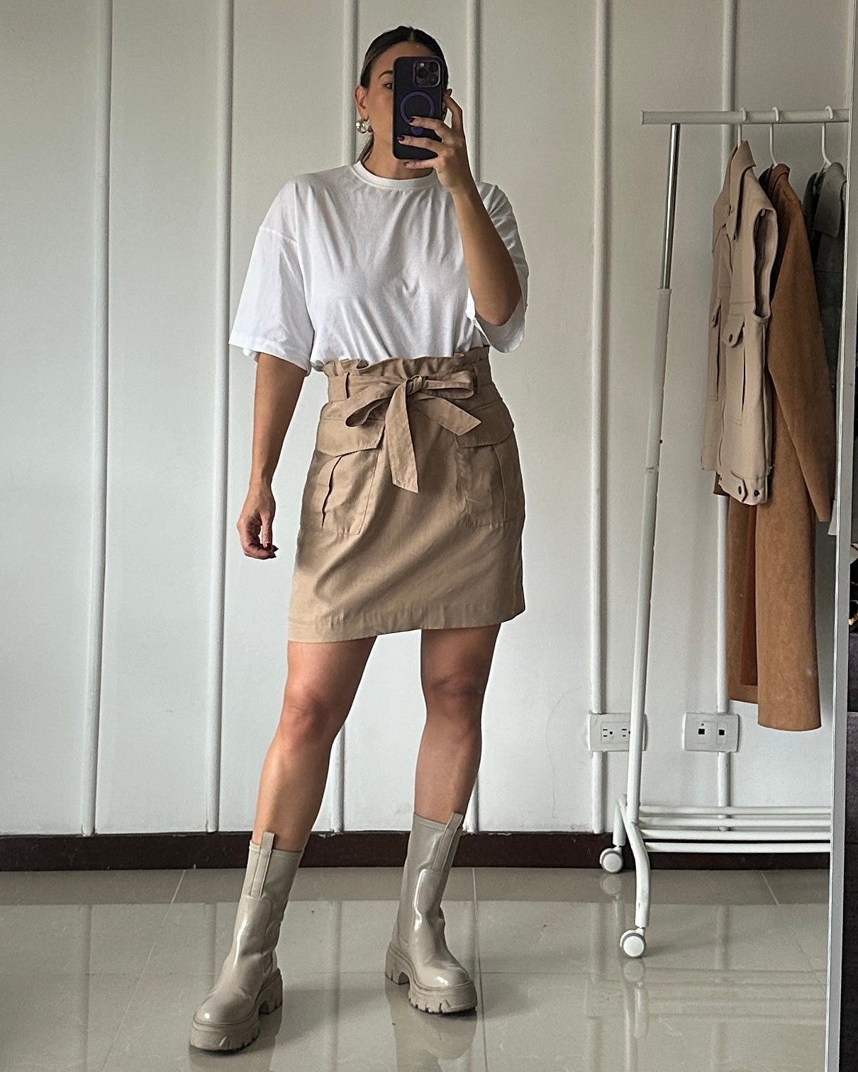 Minifalda Cargo con Lazo - H&M - Talla L