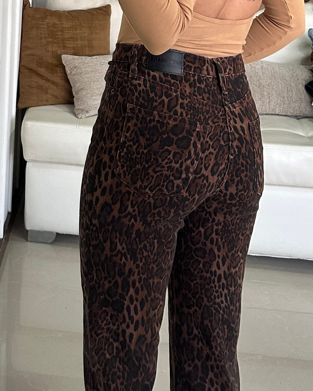 DKNY Jeans - Straight Leg Animal Print - Leopardo