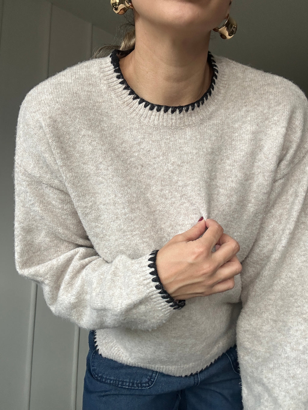 Buzo de Punto Costuras Azules - MNG - Talla M