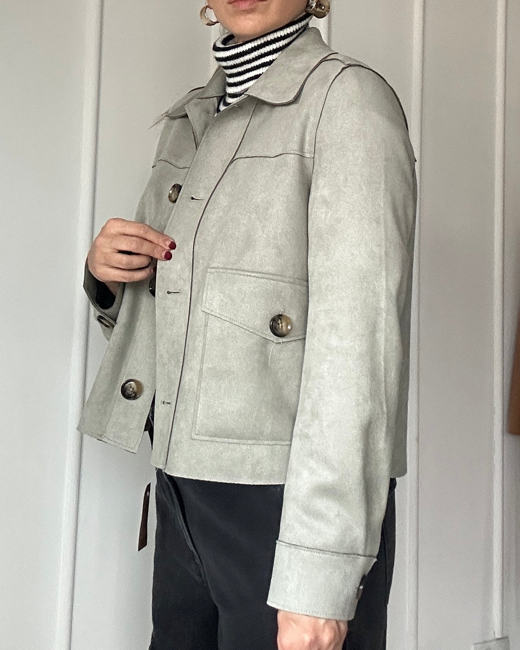 Chaqueta Gamuza Botones Verde - Talla M