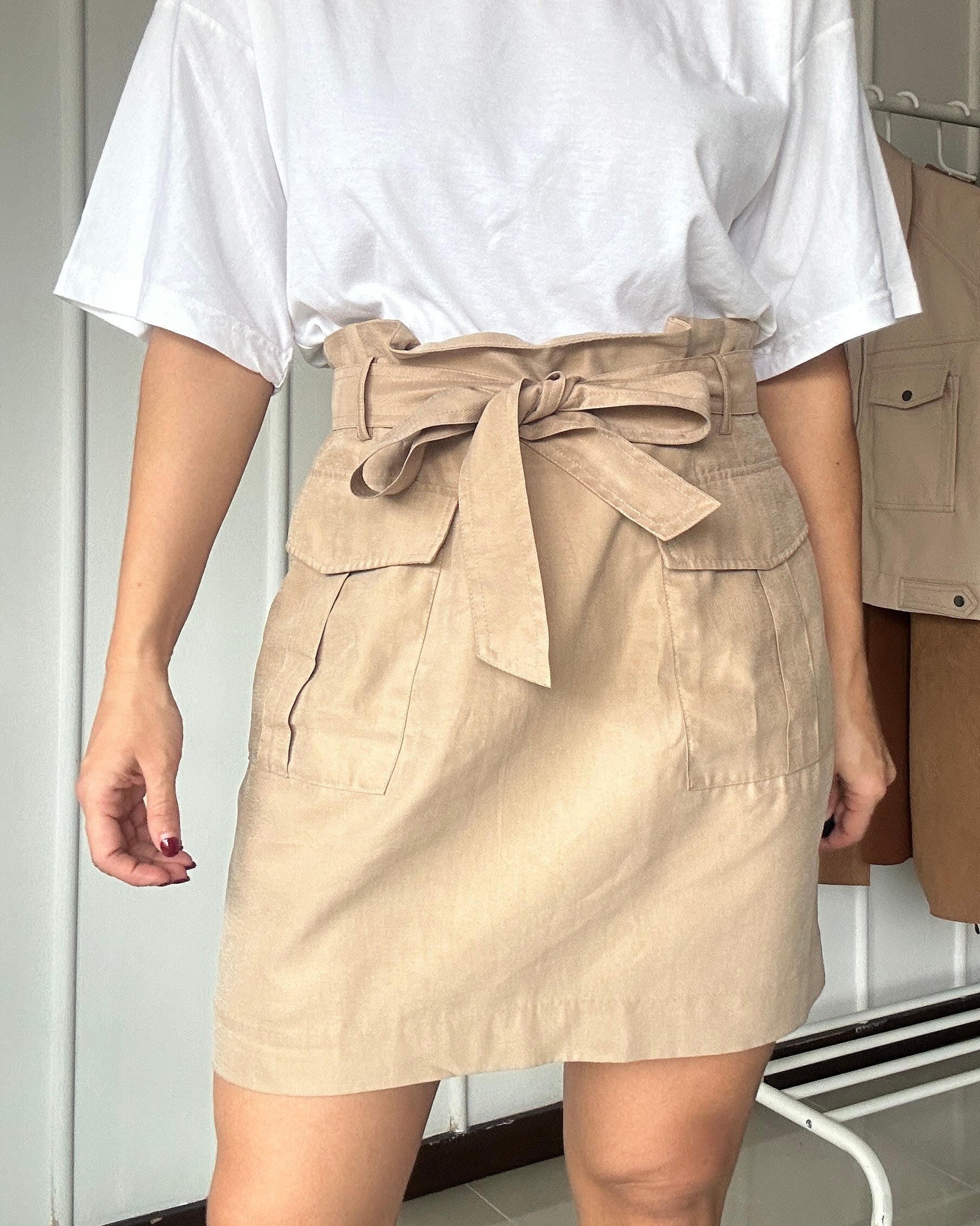 Minifalda Cargo con Lazo - H&M - Talla L