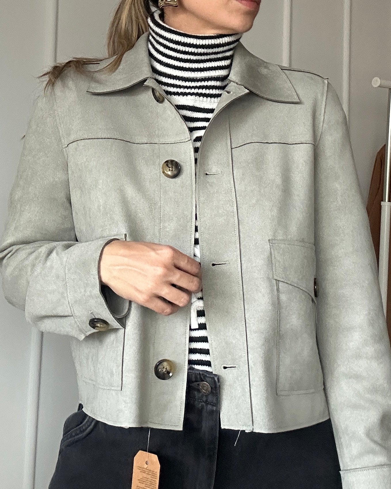 Chaqueta Gamuza Botones Verde - Talla M