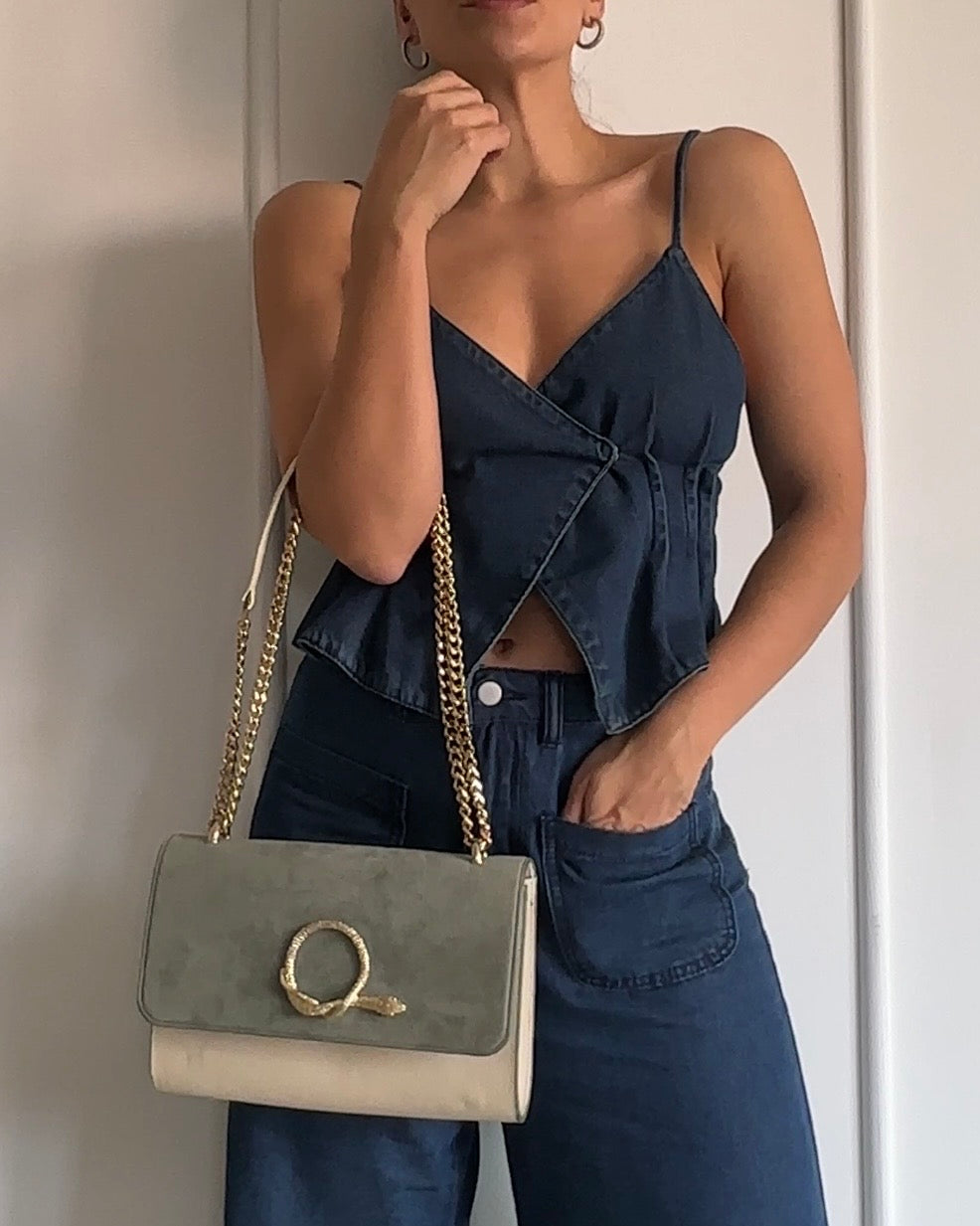 Cartera Serpiente Dorada - Vélez x Pajarolimon