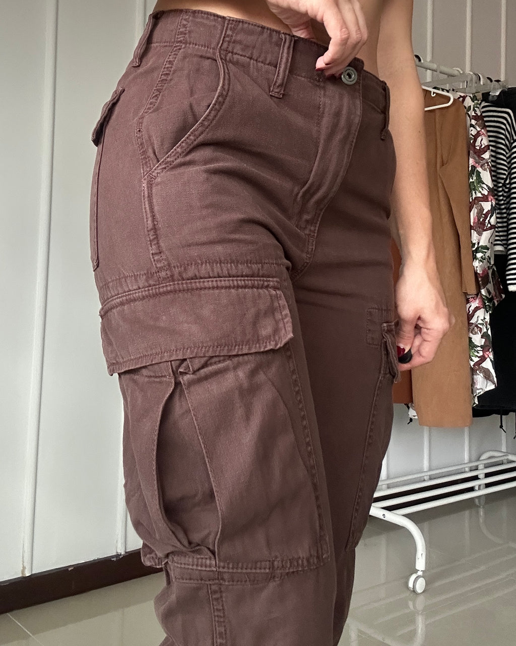 Pantalón Cargo Zara Café Oscuro - Talla 4