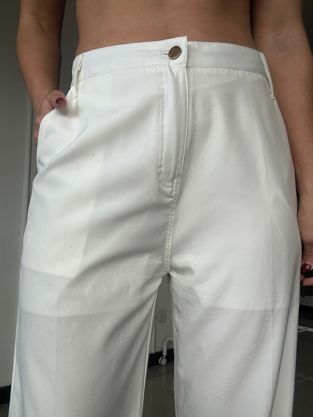 Pantalón Blanco Tela Ligera - Talla L