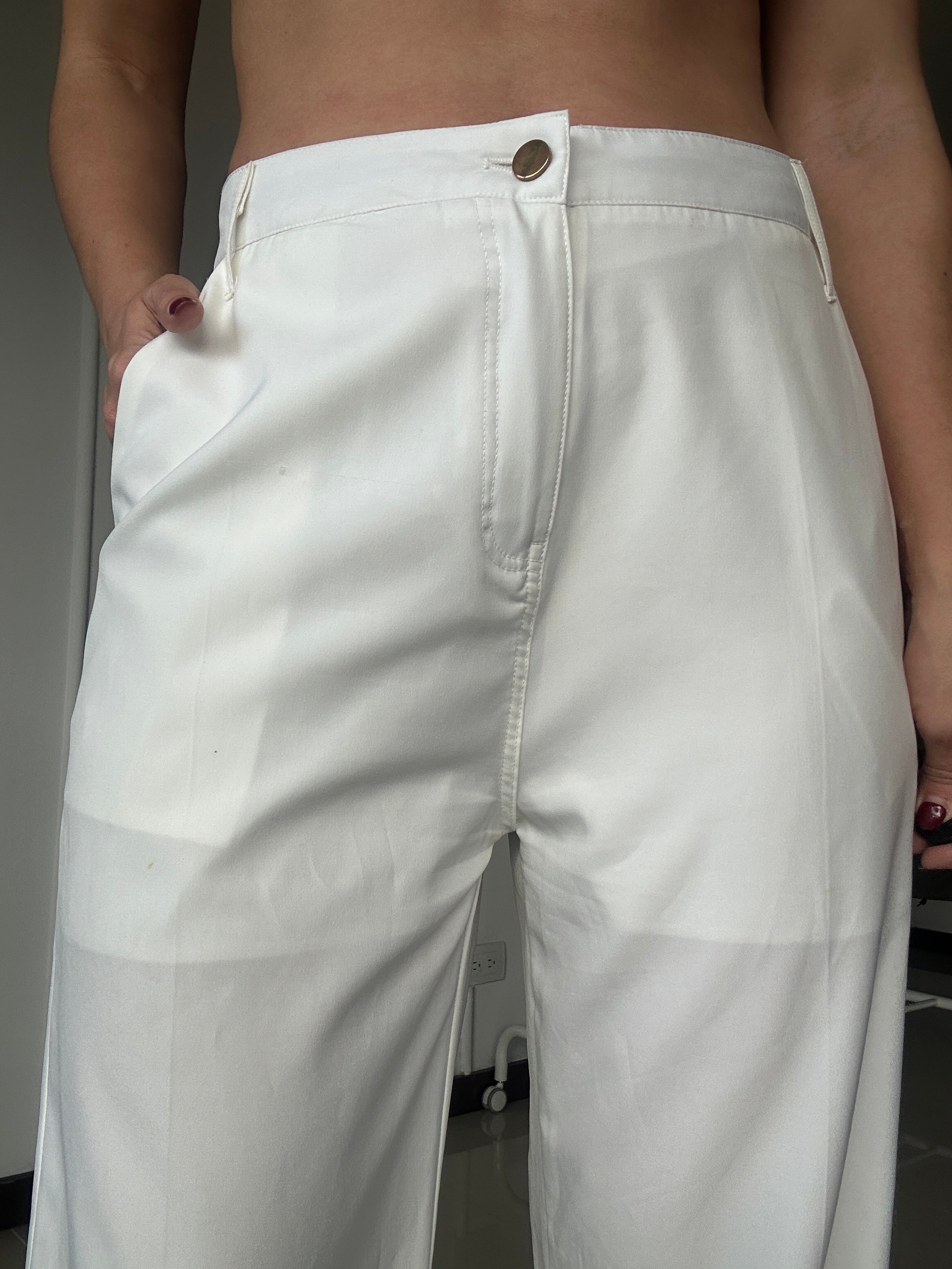 Pantalón Blanco Tela Ligera - Talla L