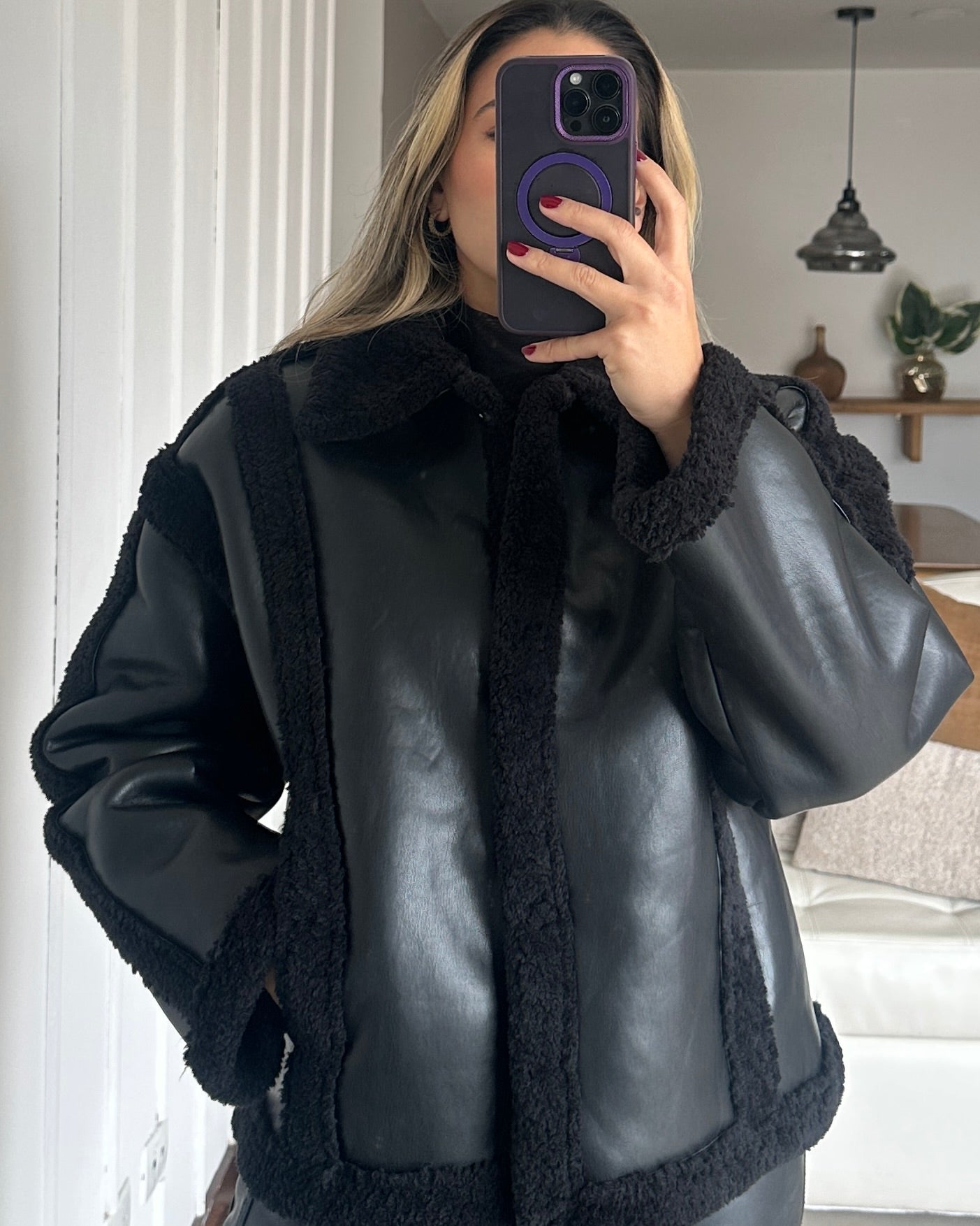 Chaqueta Aviador Kenneth Cole Negra - Talla L