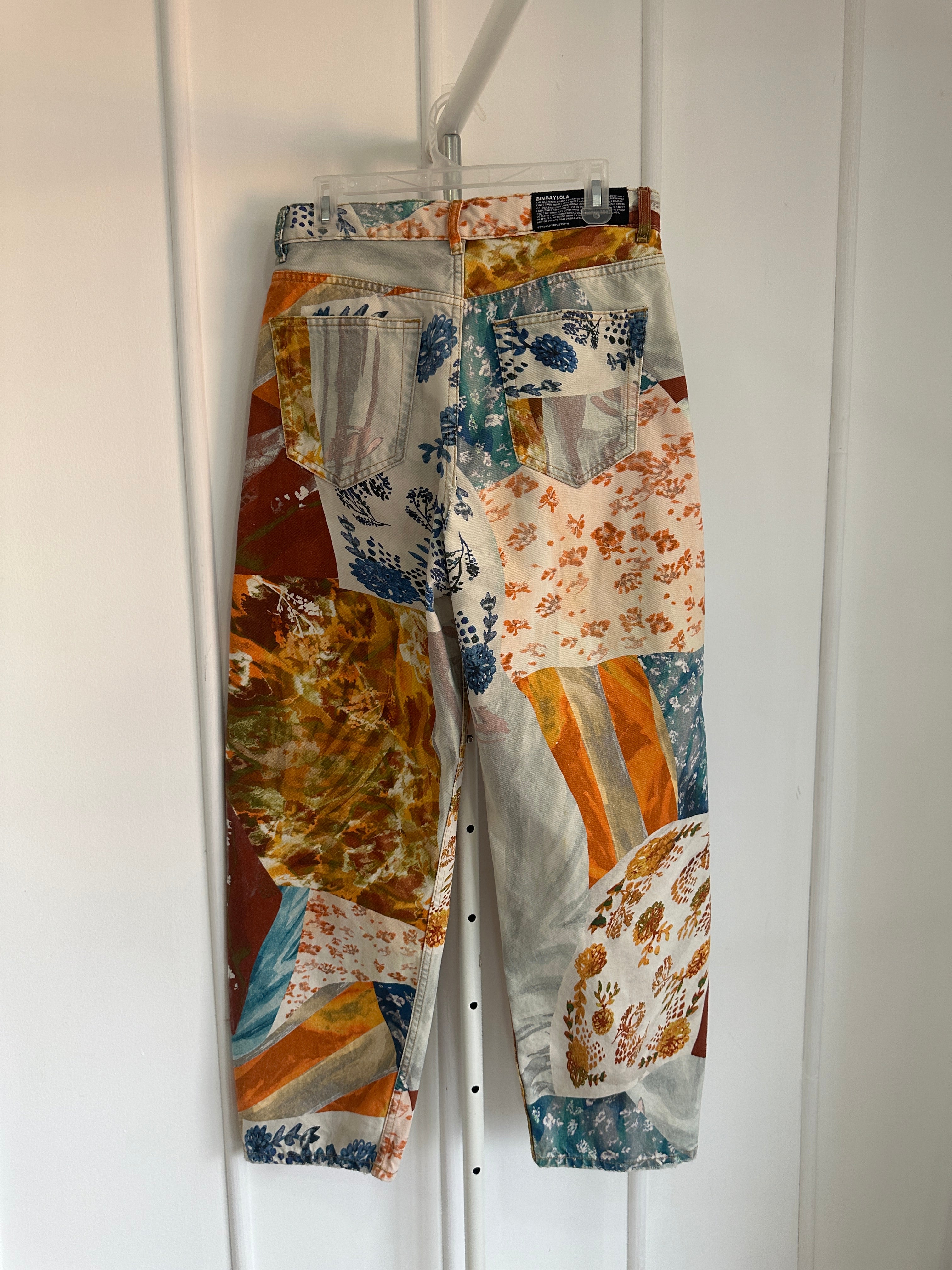 Bimba y Lola - Barrel Flowers Patchwork Jeans - Talla 8