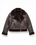 Chaqueta Aviador Piel Sintética Café - Talla L