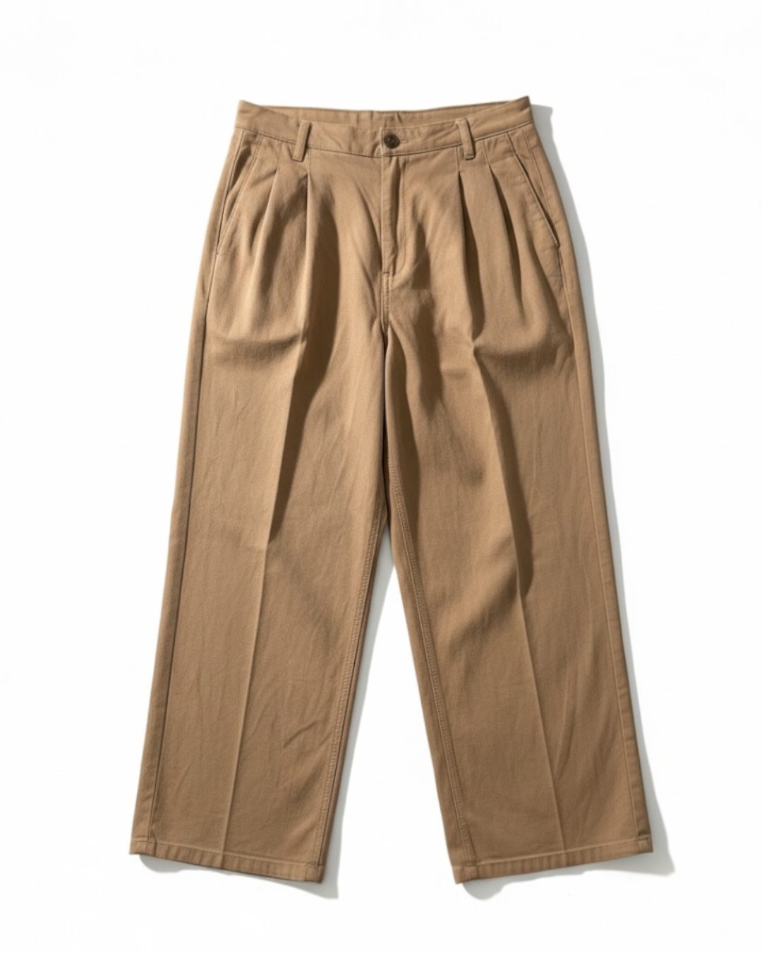 Pantalon Wide Leg con Pinzas - Cafe Camel - Talla 8